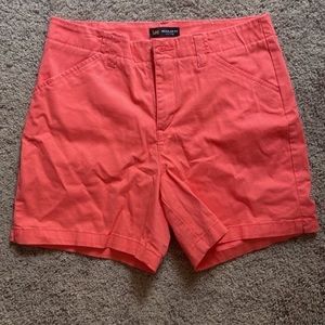 Two Lee brand shorts: khaki and coral